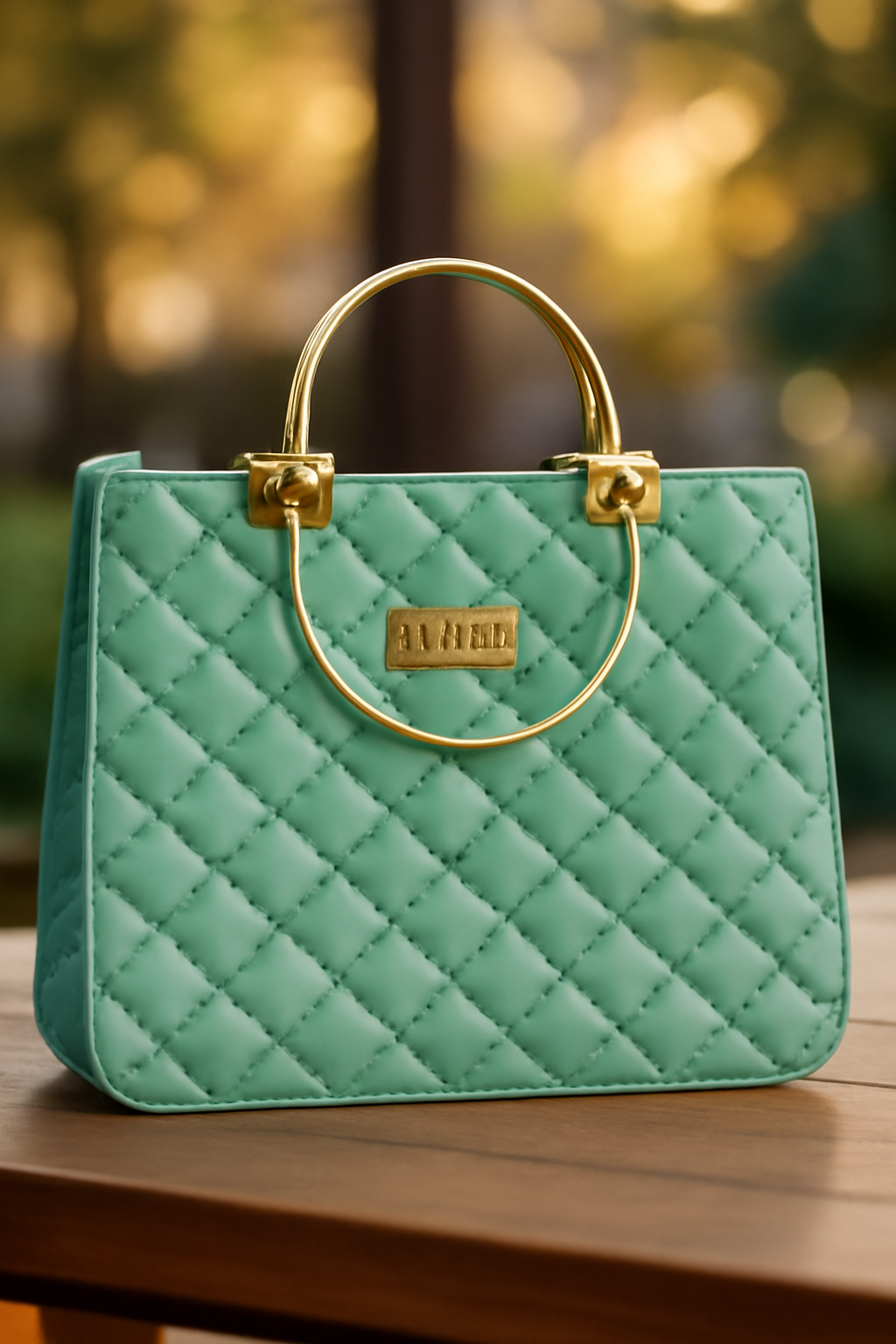 D Aqua Quilted Tote