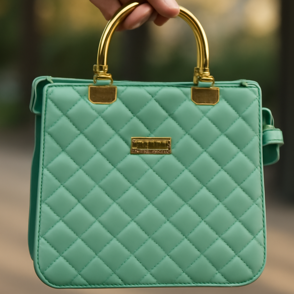 D Aqua Quilted Tote