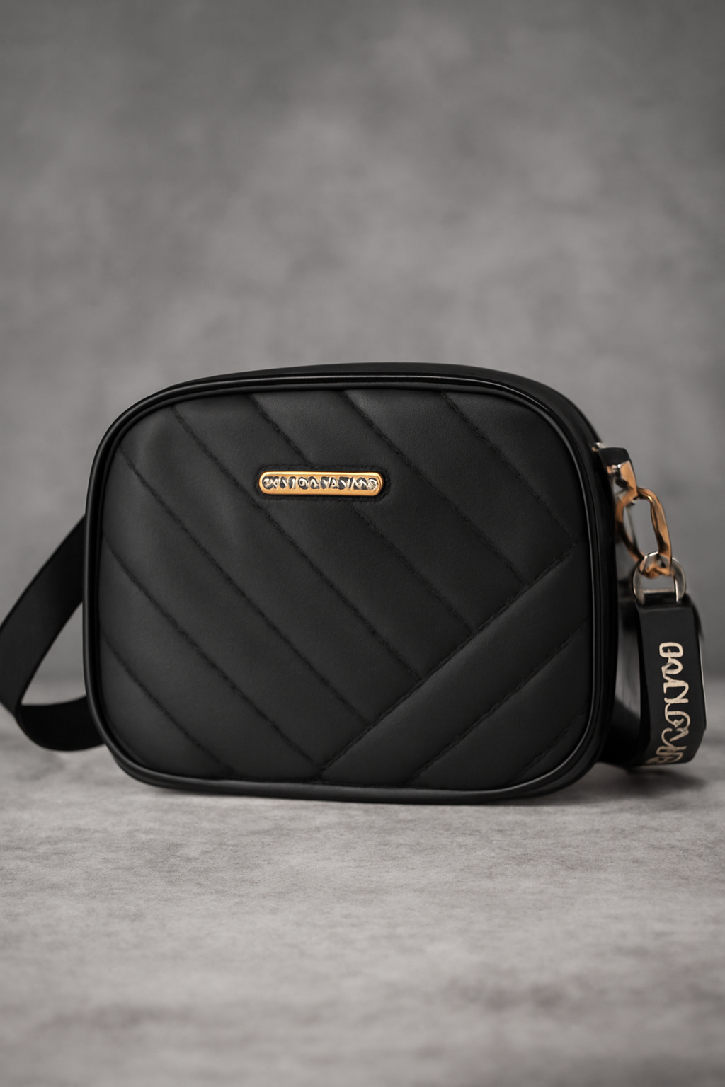 Black Quilted Crossbody