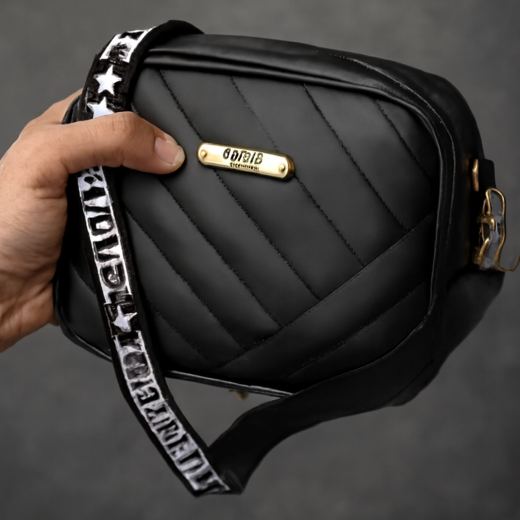 Black Quilted Crossbody