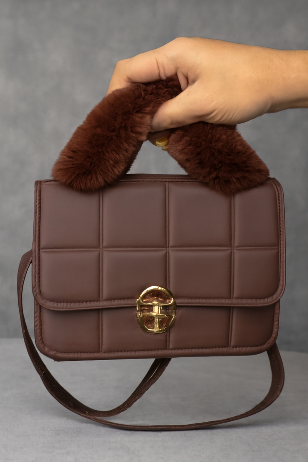 Brown Fur Handbag