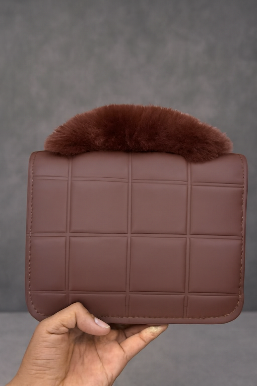 Brown Fur Handbag
