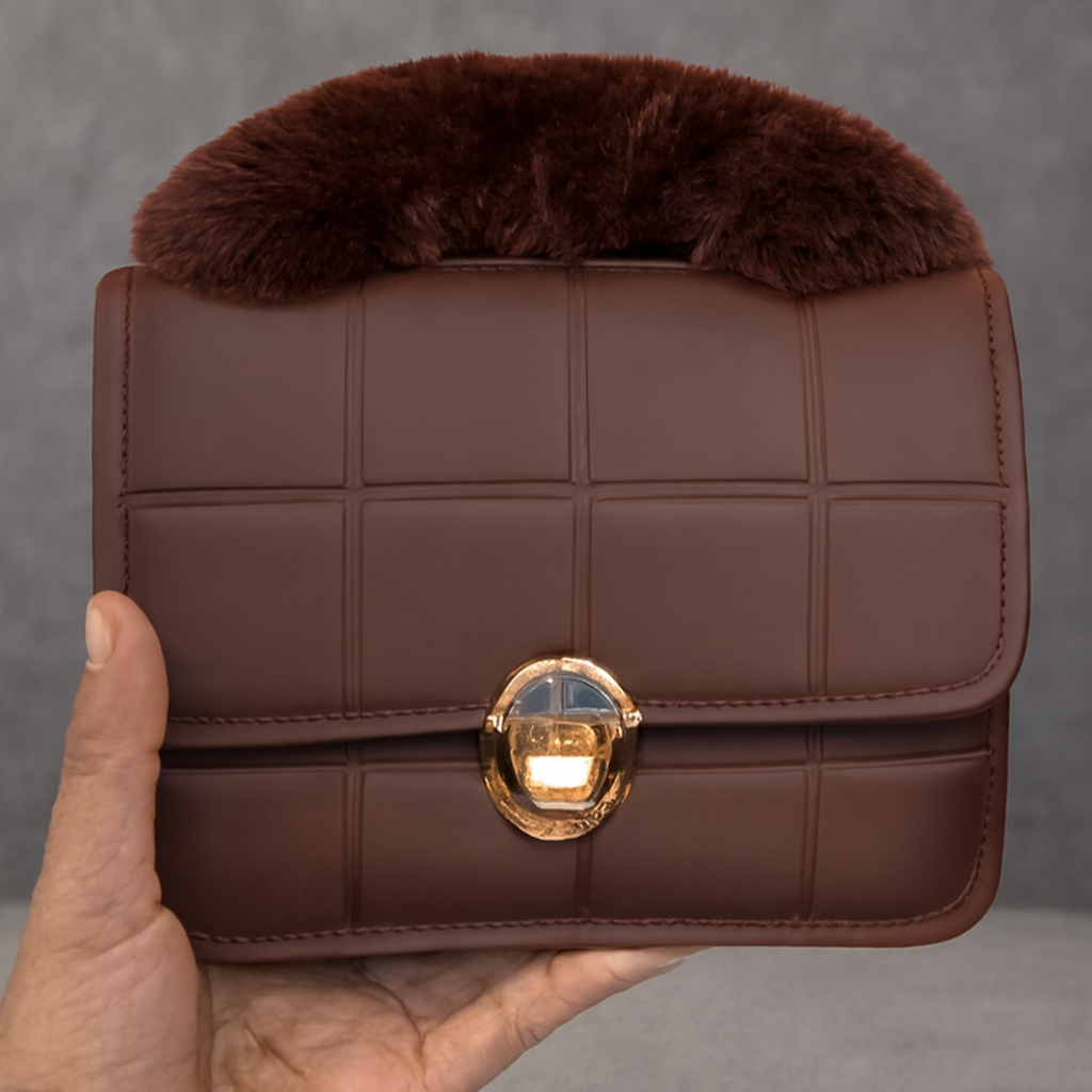 Brown Fur Handbag