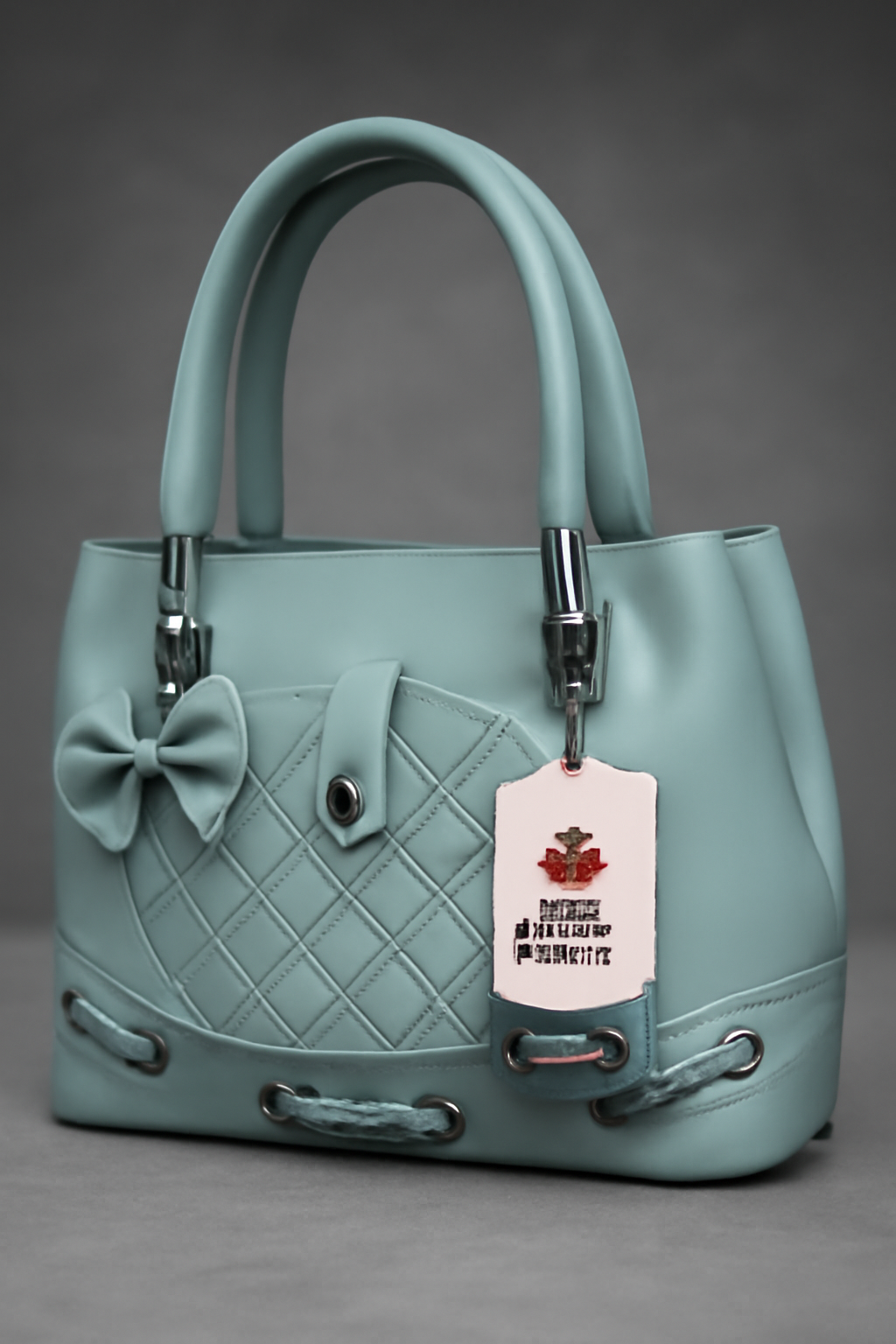 Light Blue Quilted Handbag