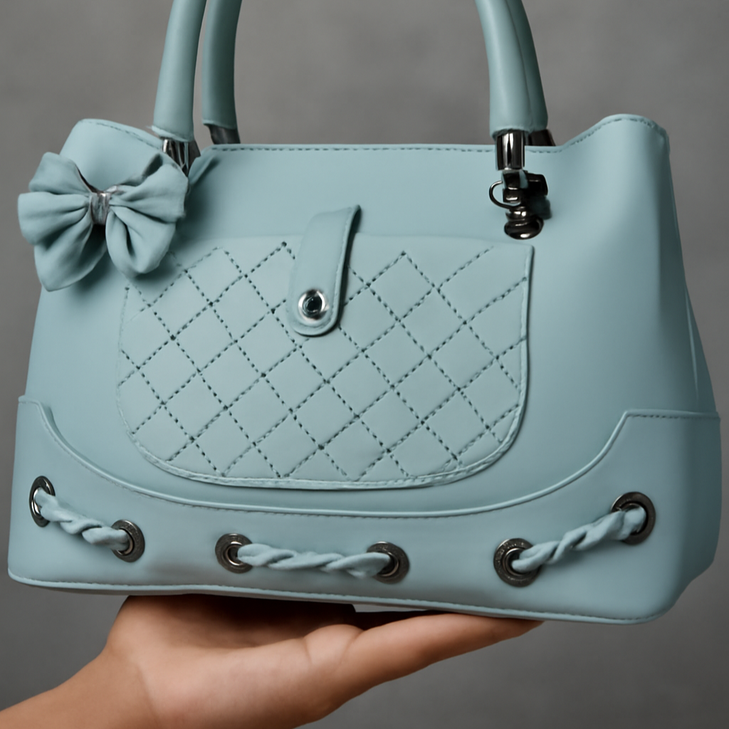 Light Blue Quilted Handbag